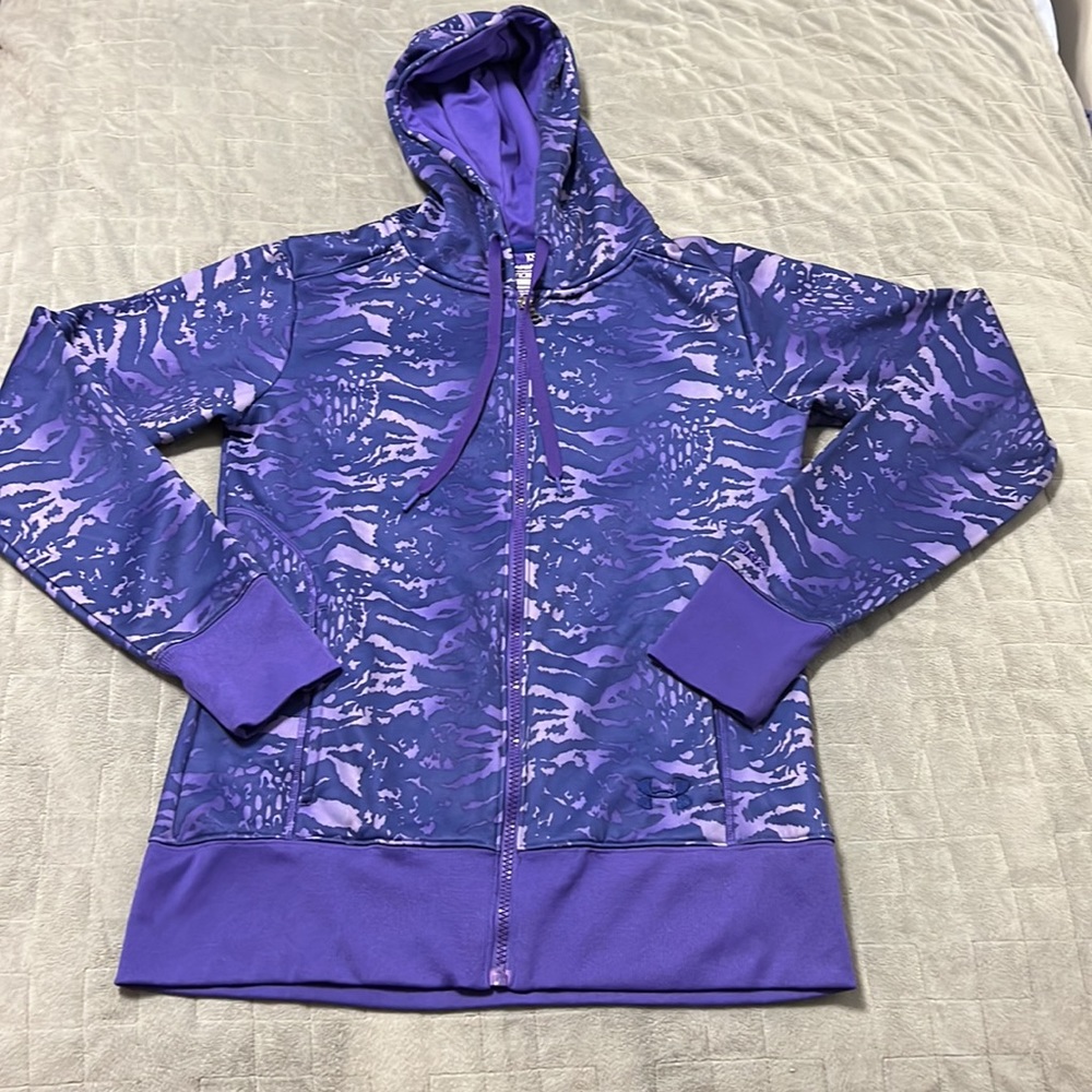 Under Armour Storm Hooded Jacket, Sweatshirt, Hoodie, Purple, Zebra, Size XS